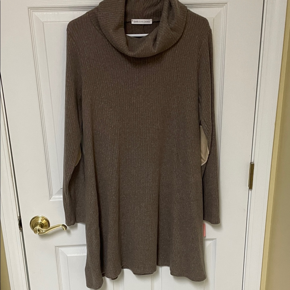 Cable & Gauge Taupe Cowl Neck Sweater